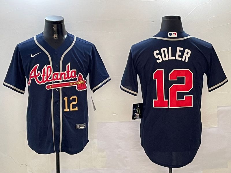 Men Atlanta Braves #12 Soler Blue Game 2024 Nike MLB Jersey style 2